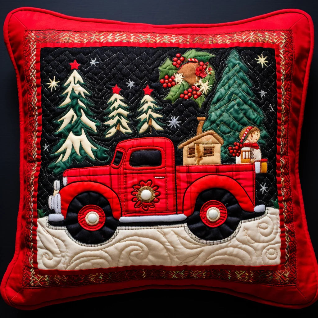 Christmas Truck TAI020324286 Quilted Pillow Case