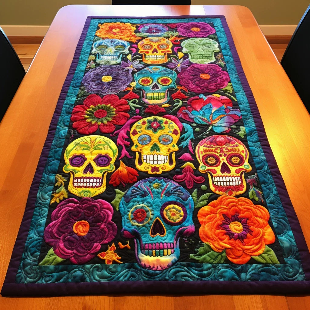 Sugar Skull TAI260224321 Quilted Table Runner