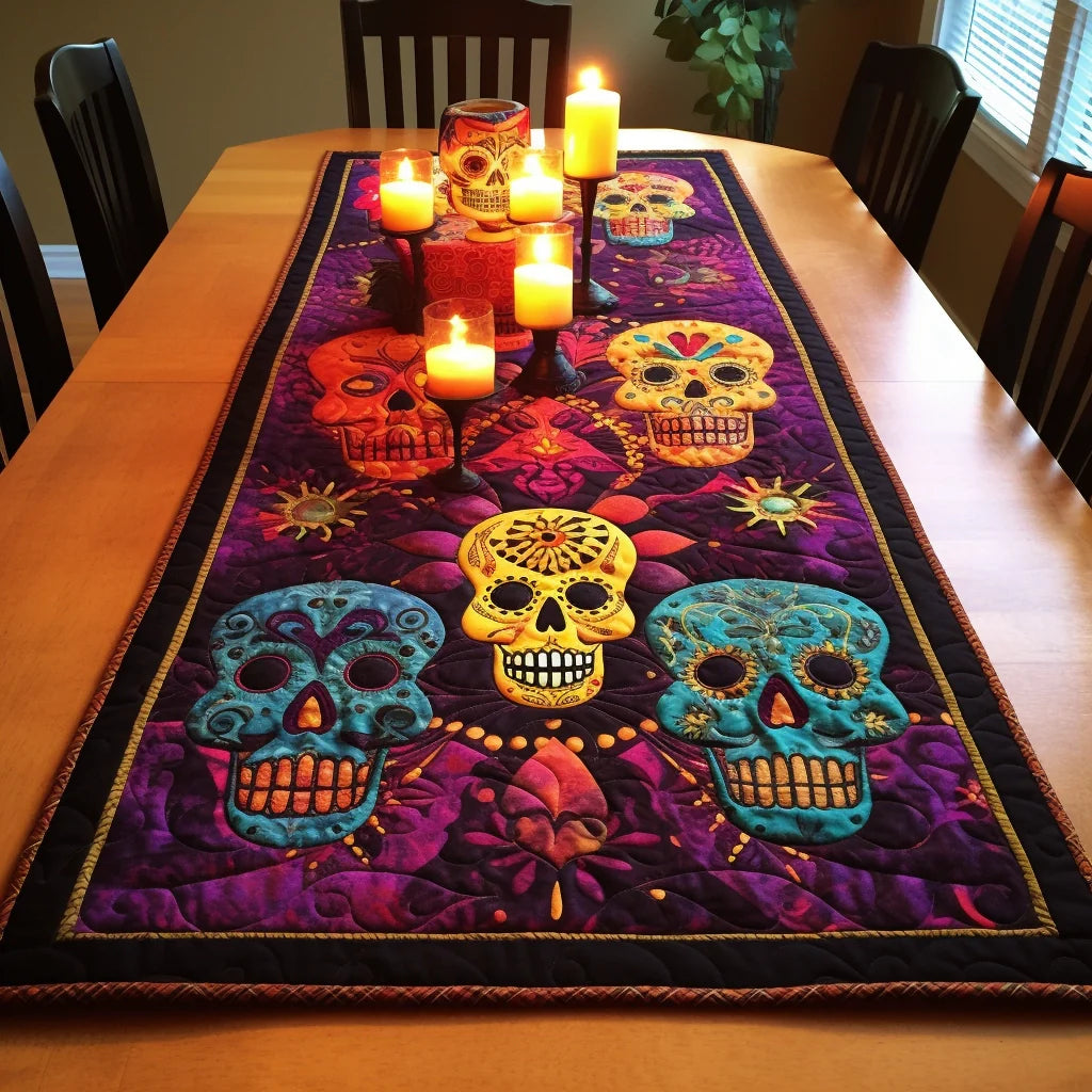 Sugar Skull TAI260224309 Quilted Table Runner