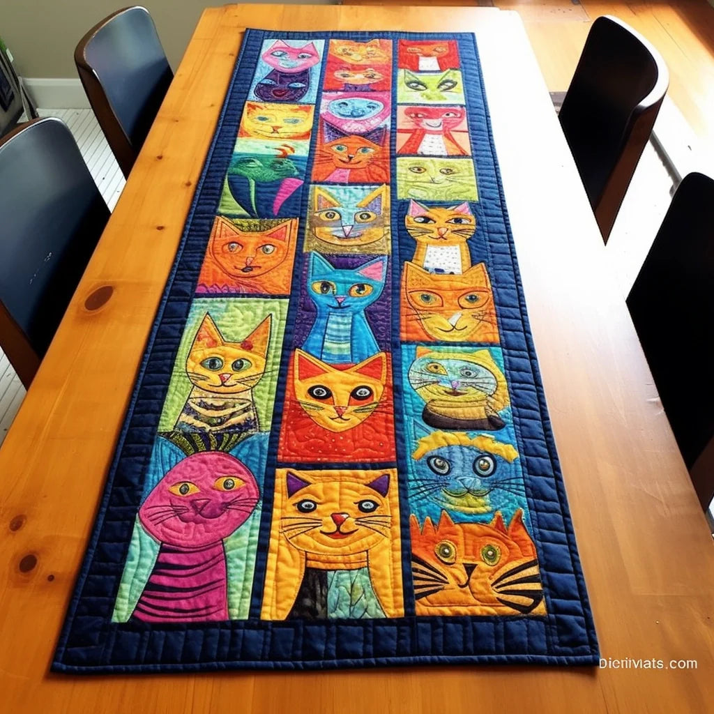 Cat TAI280224049 Quilted Table Runner