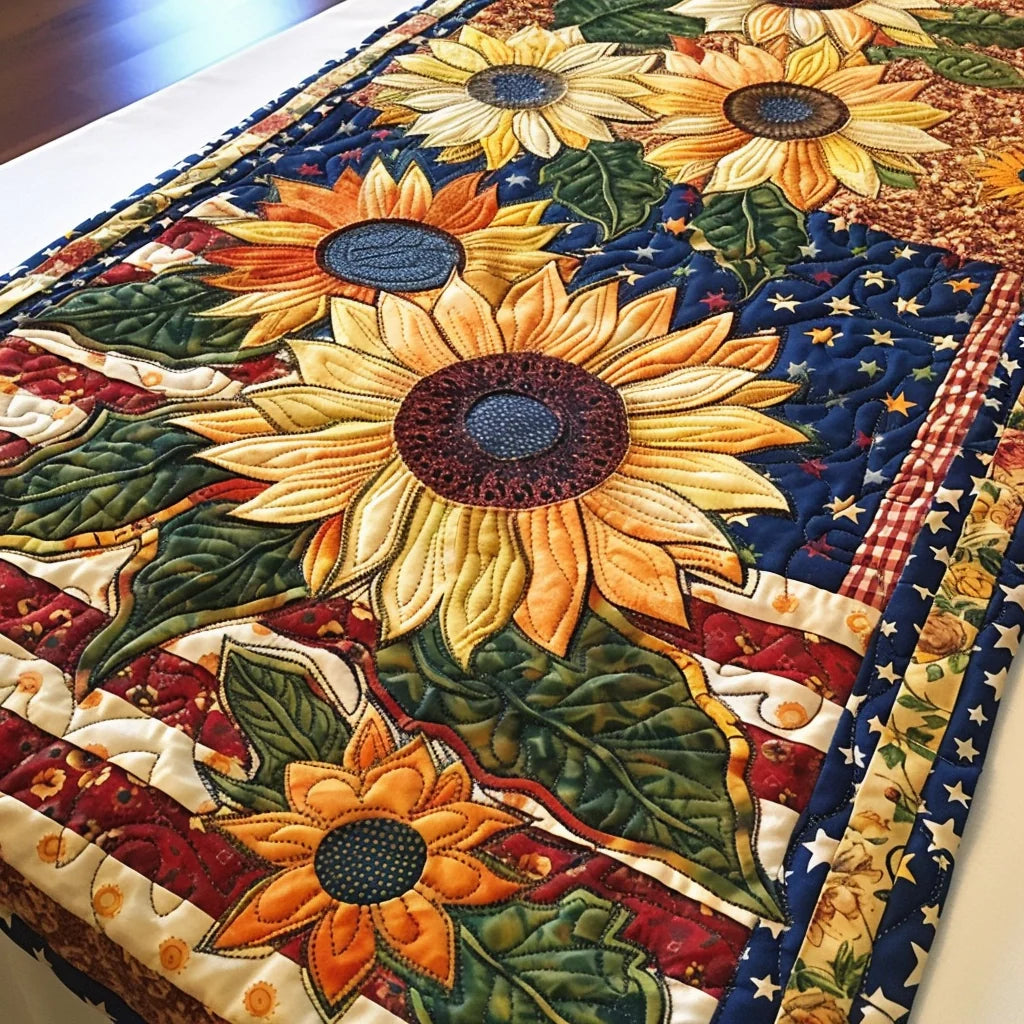 Patriotic Sunflower TAI080324079 Quilted Table Runner