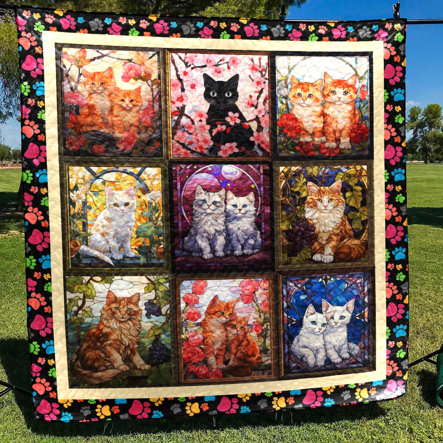 Stained Glass Cats CLT180666 Art Quilt