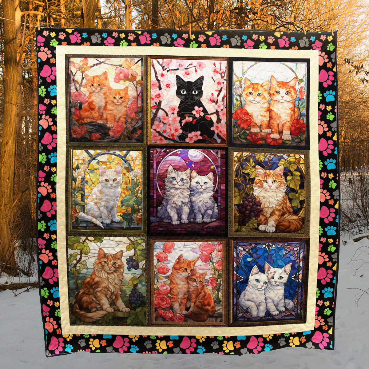 Stained Glass Cats CLT180666 Art Quilt