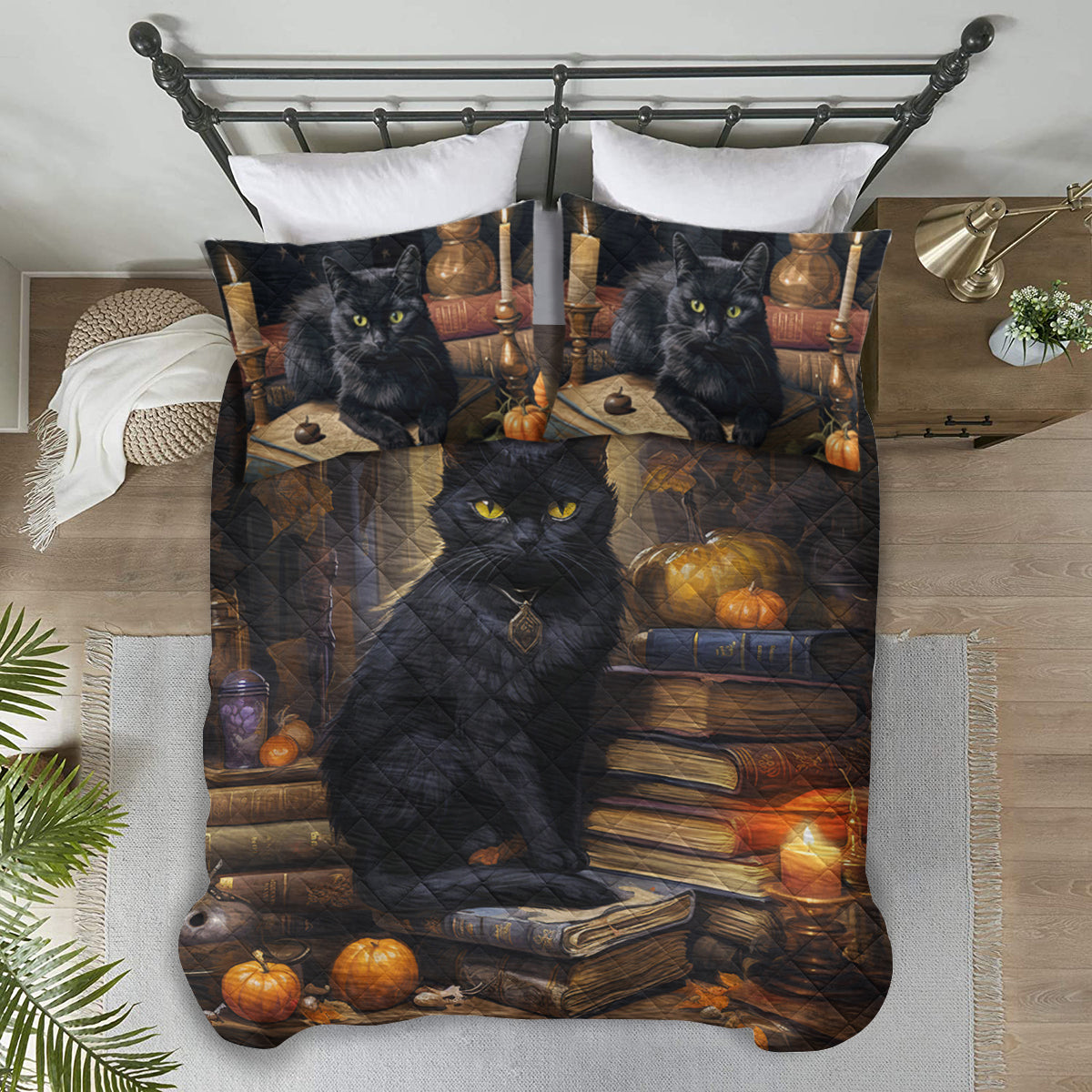 Black Cat Quilt Bed Set TL090931