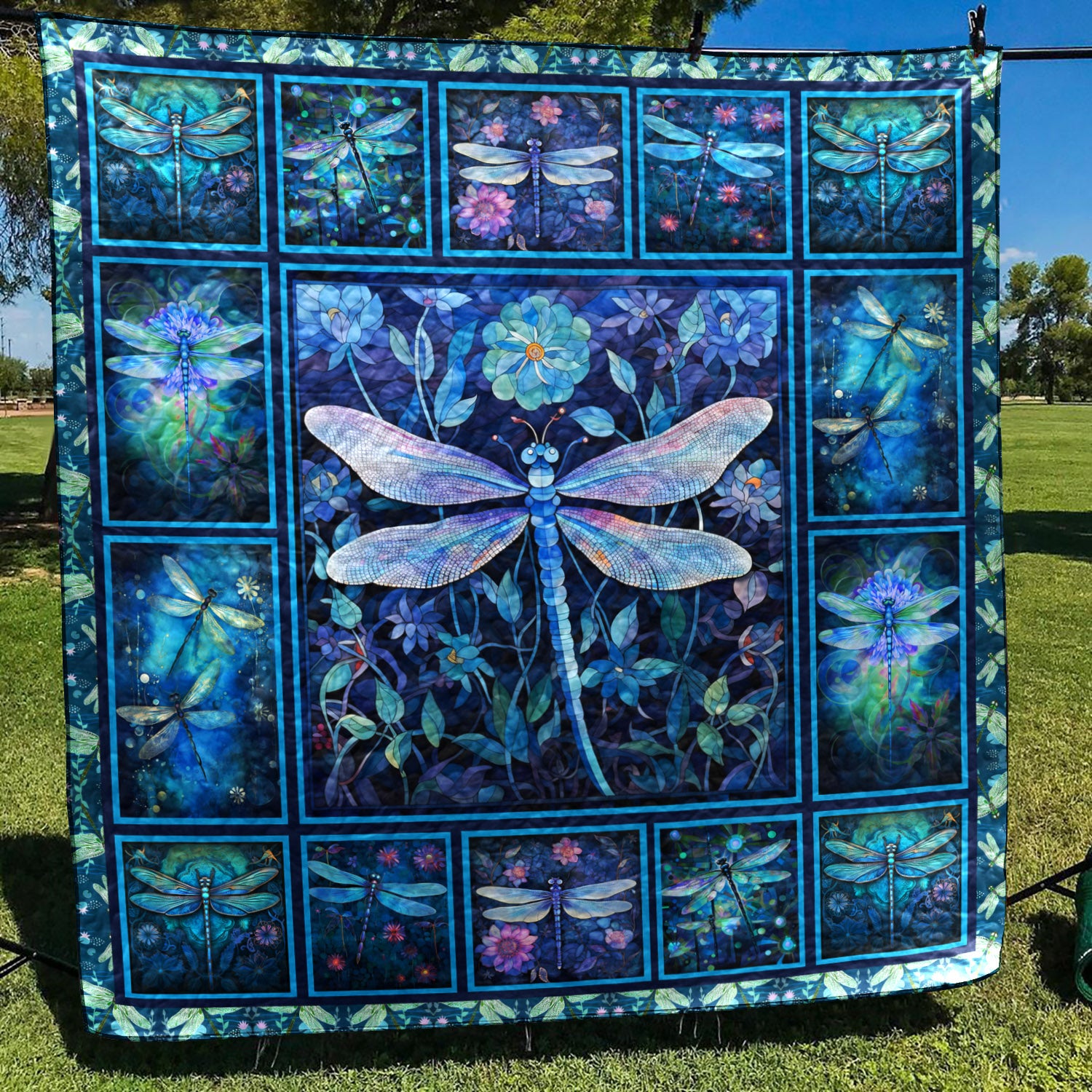 Blue Dragonfly ND011105 Art Quilt