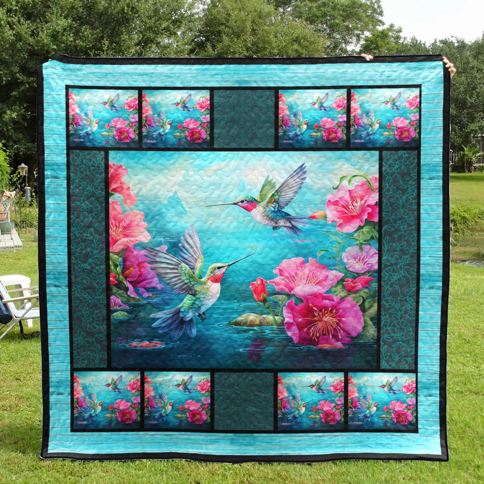 Blue Hummingbird CLA1710059Q Art Quilt