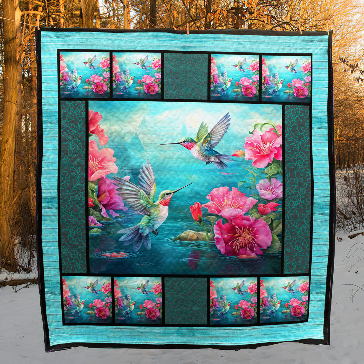 Blue Hummingbird CLA1710059Q Art Quilt