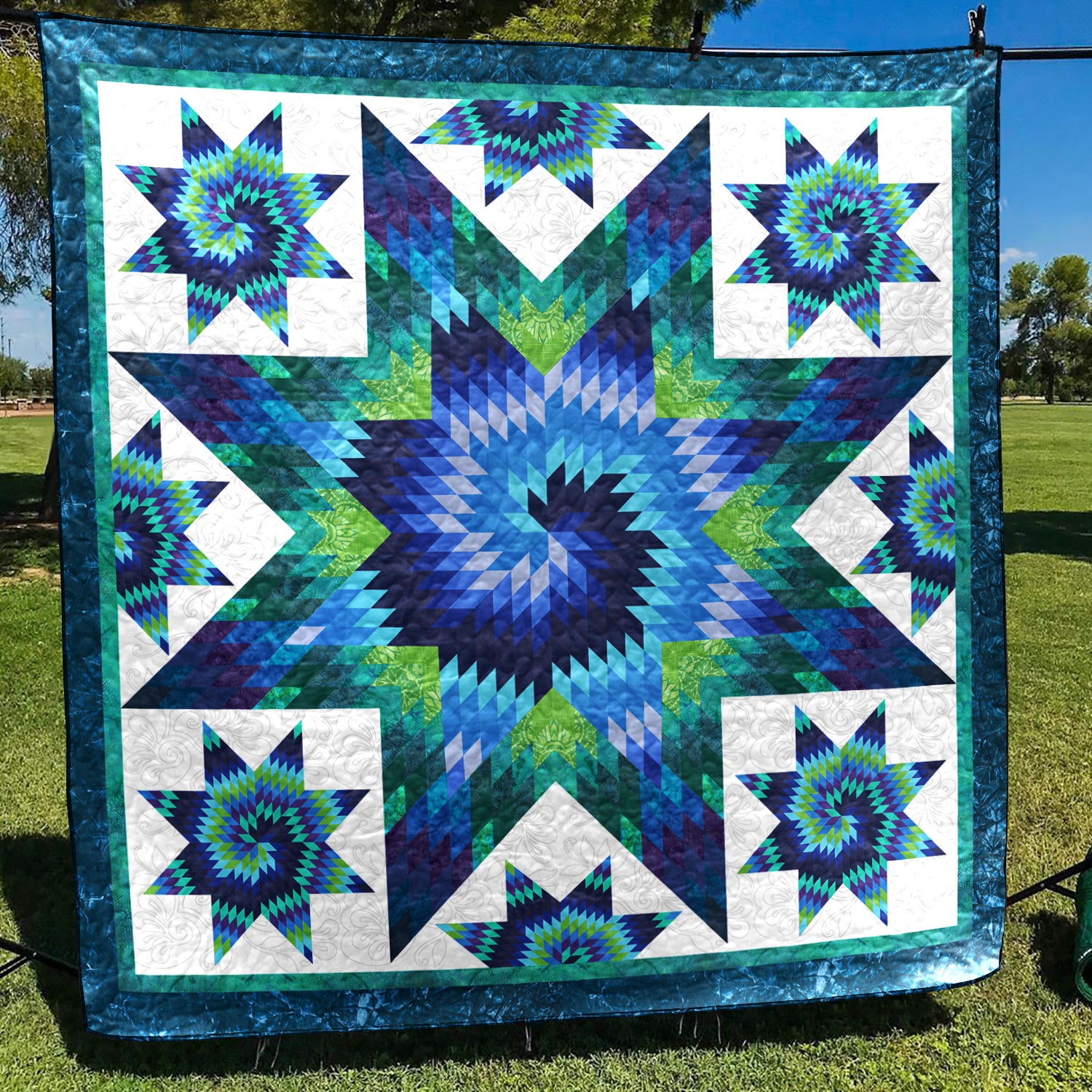 Native American Inspired Blue Star Art Quilt TN190501D