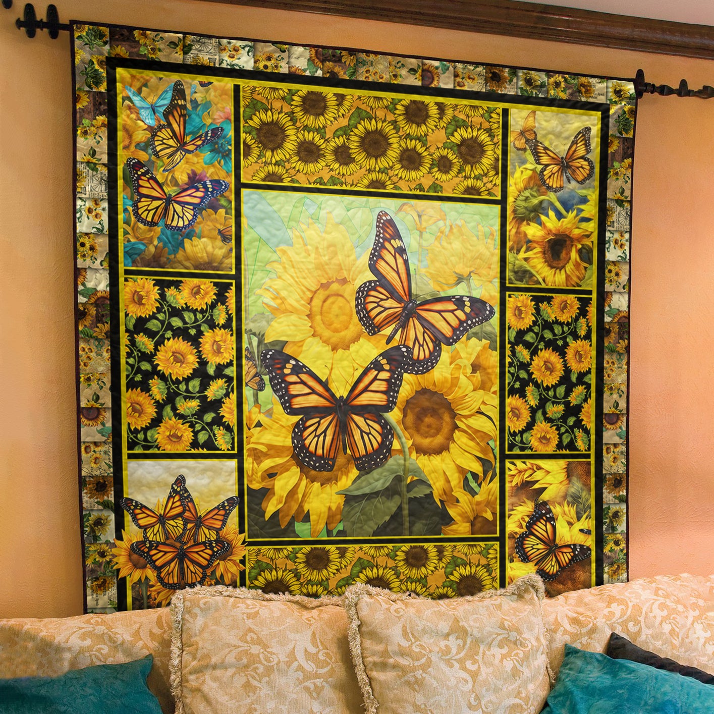 Butterfly Sunflower HM021102D Art Quilt
