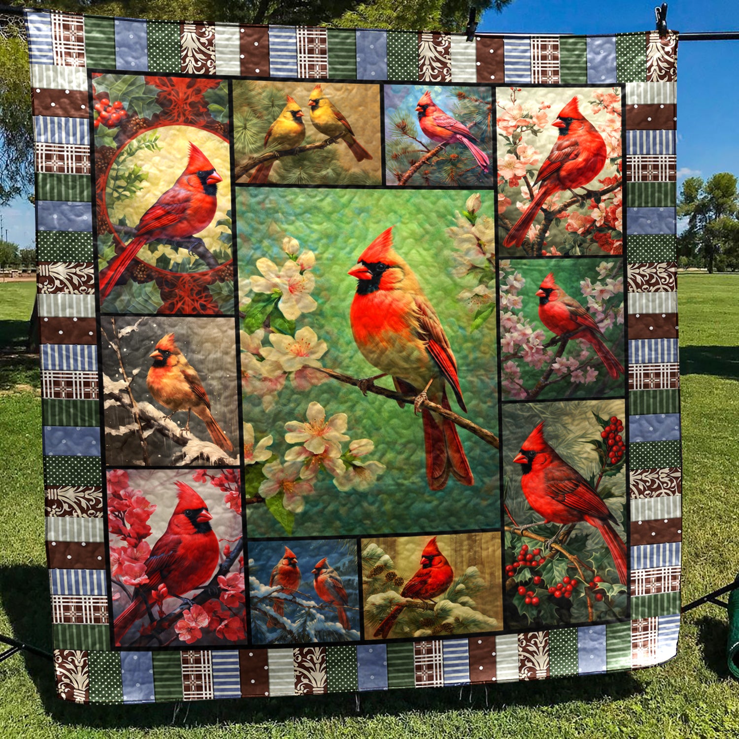 Cardinal Birds TN240509 Art Quilt