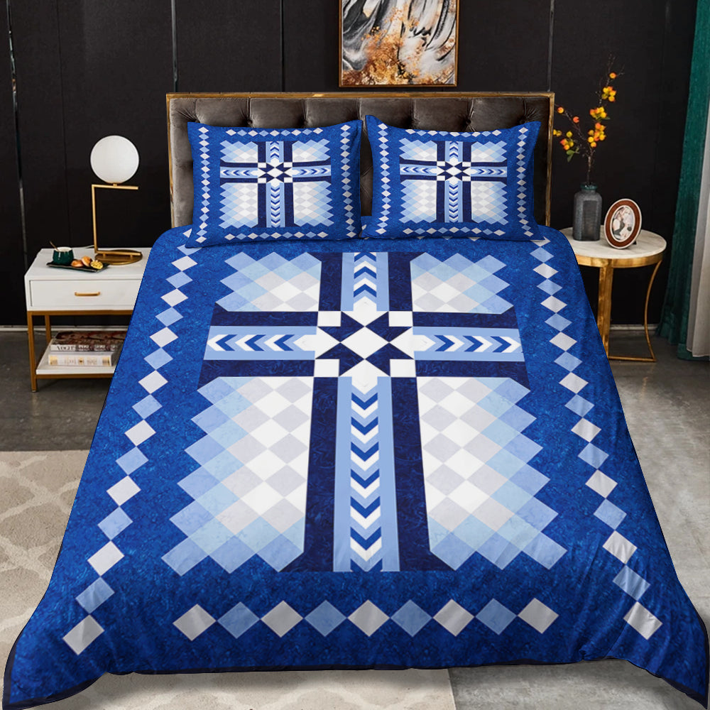 Christian Cross Blue Bedding Sets HN010602MB