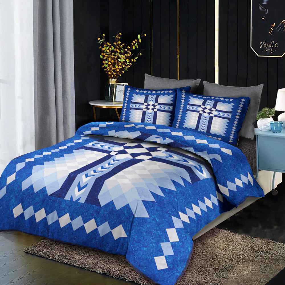 Christian Cross Blue Bedding Sets HN010602MB