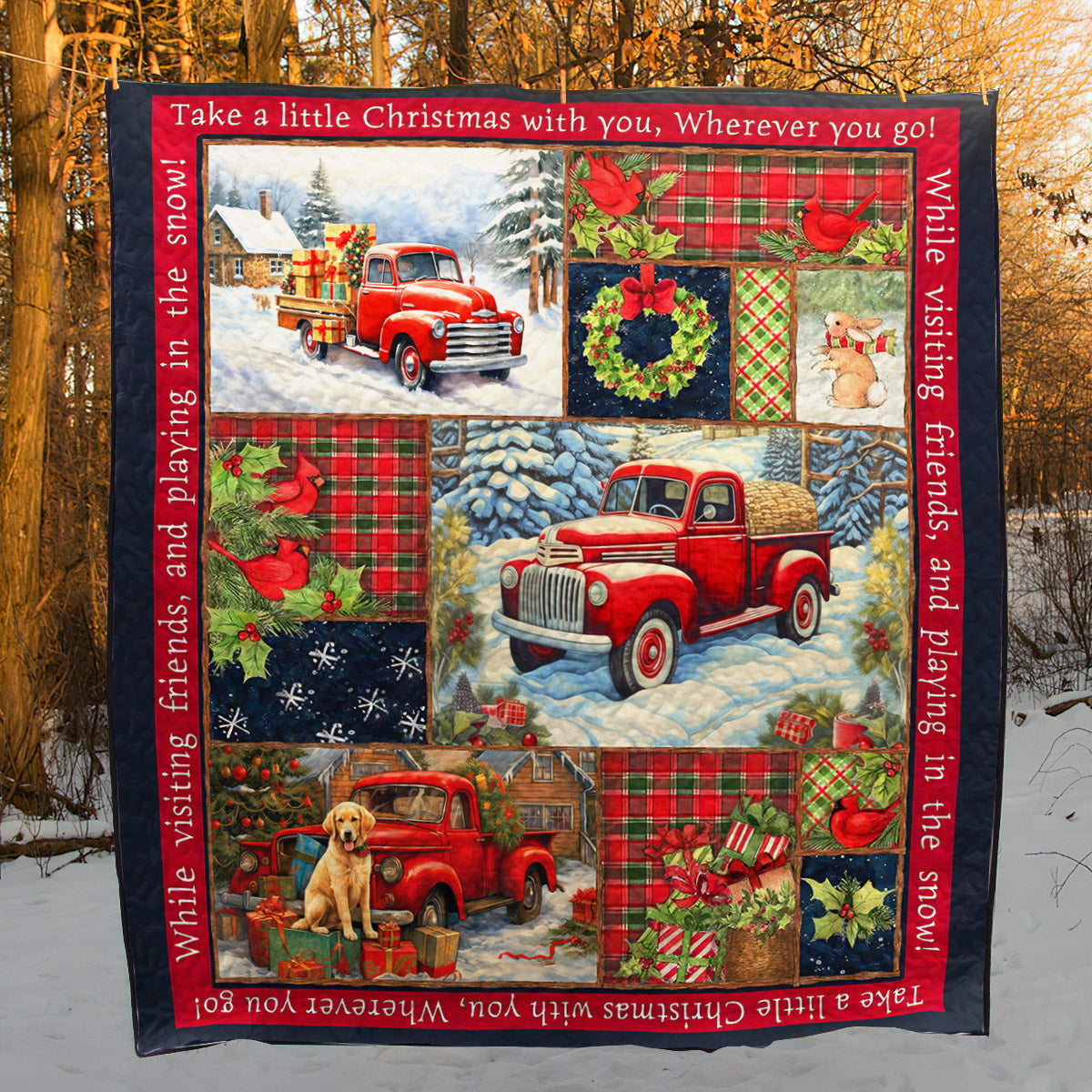 Christmas Red Truck CLT1610029H Art Quilt