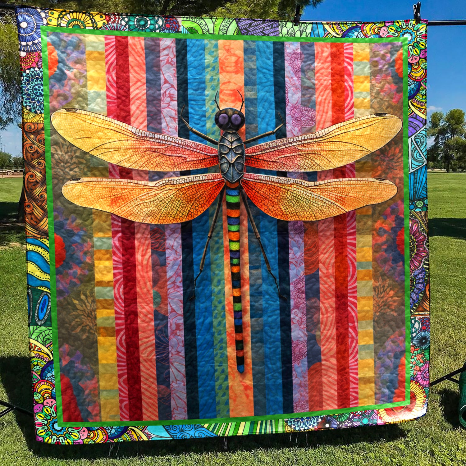 Dragonfly Hippie Art Quilt TL230601Y