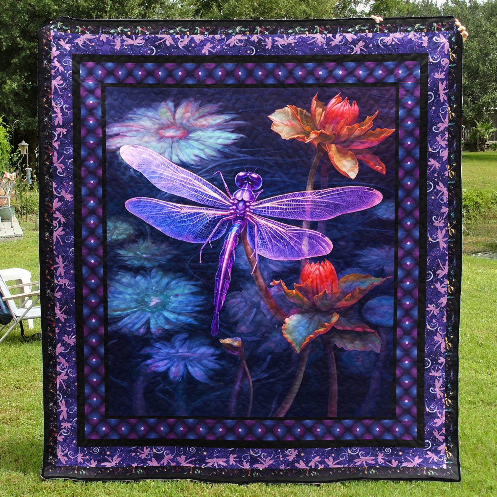 Dragonfly Lotus PK290547 Art Quilt
