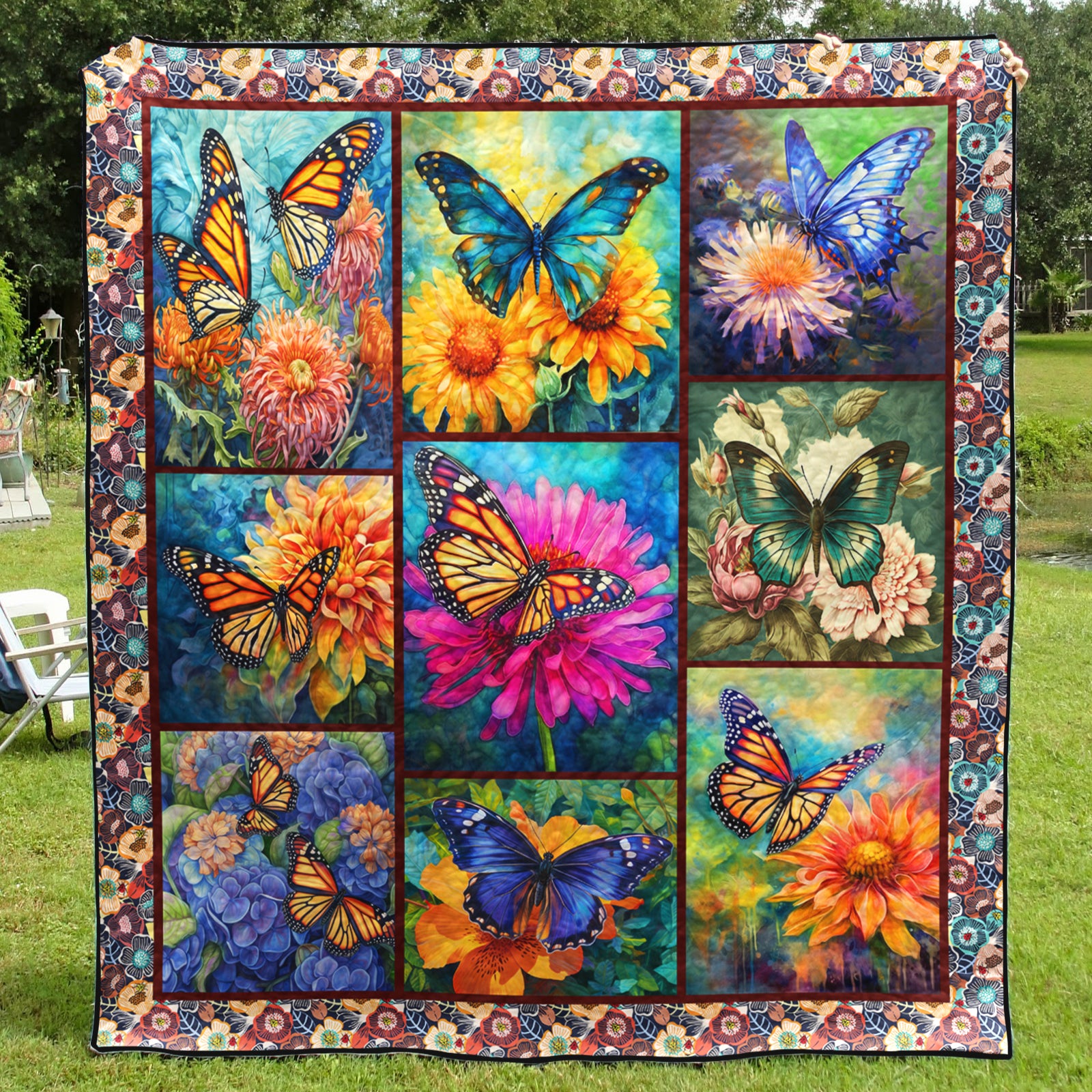 Floral Butterfly HM081104D Art Quilt