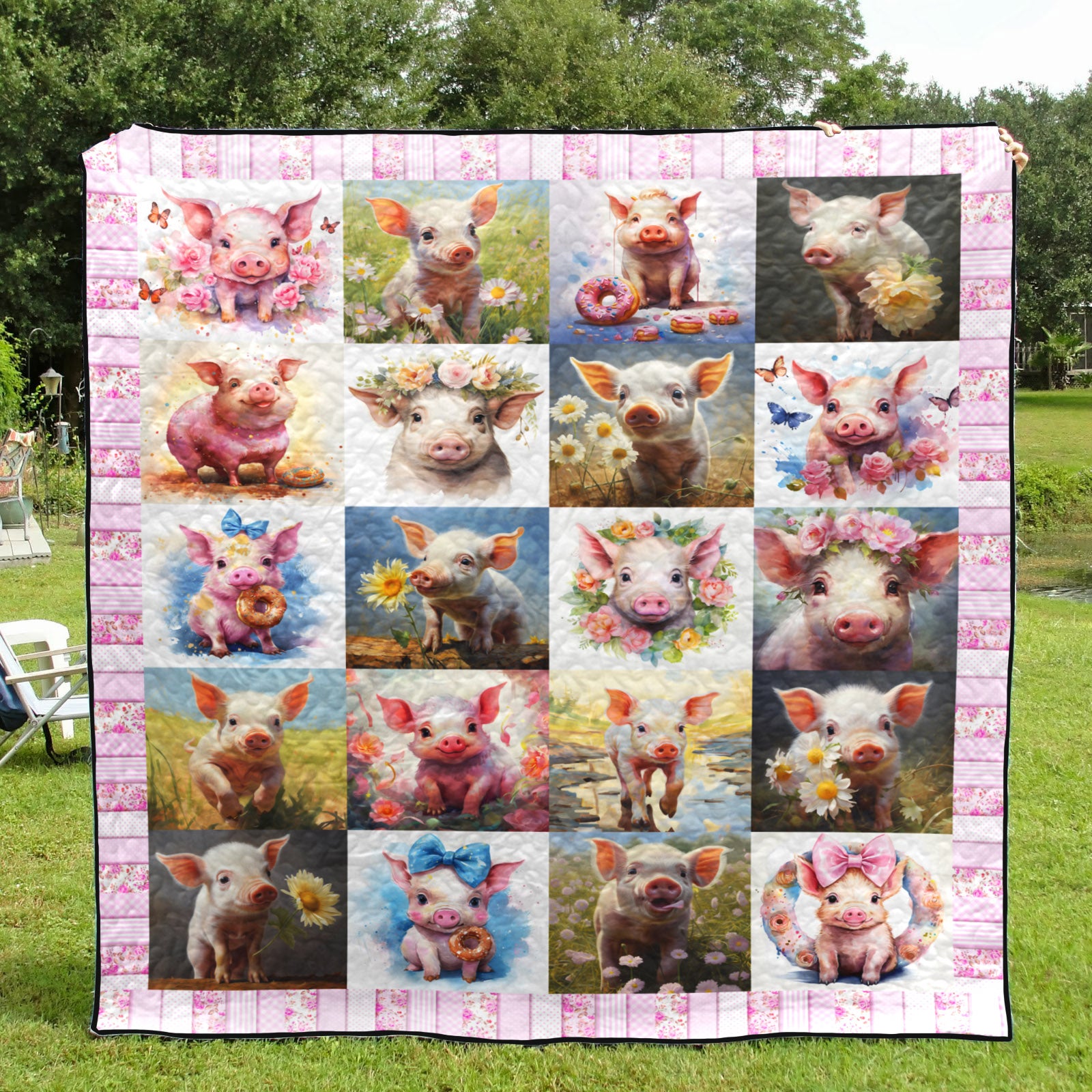 Floral Pig Blanket Pk270507 Art Quilt