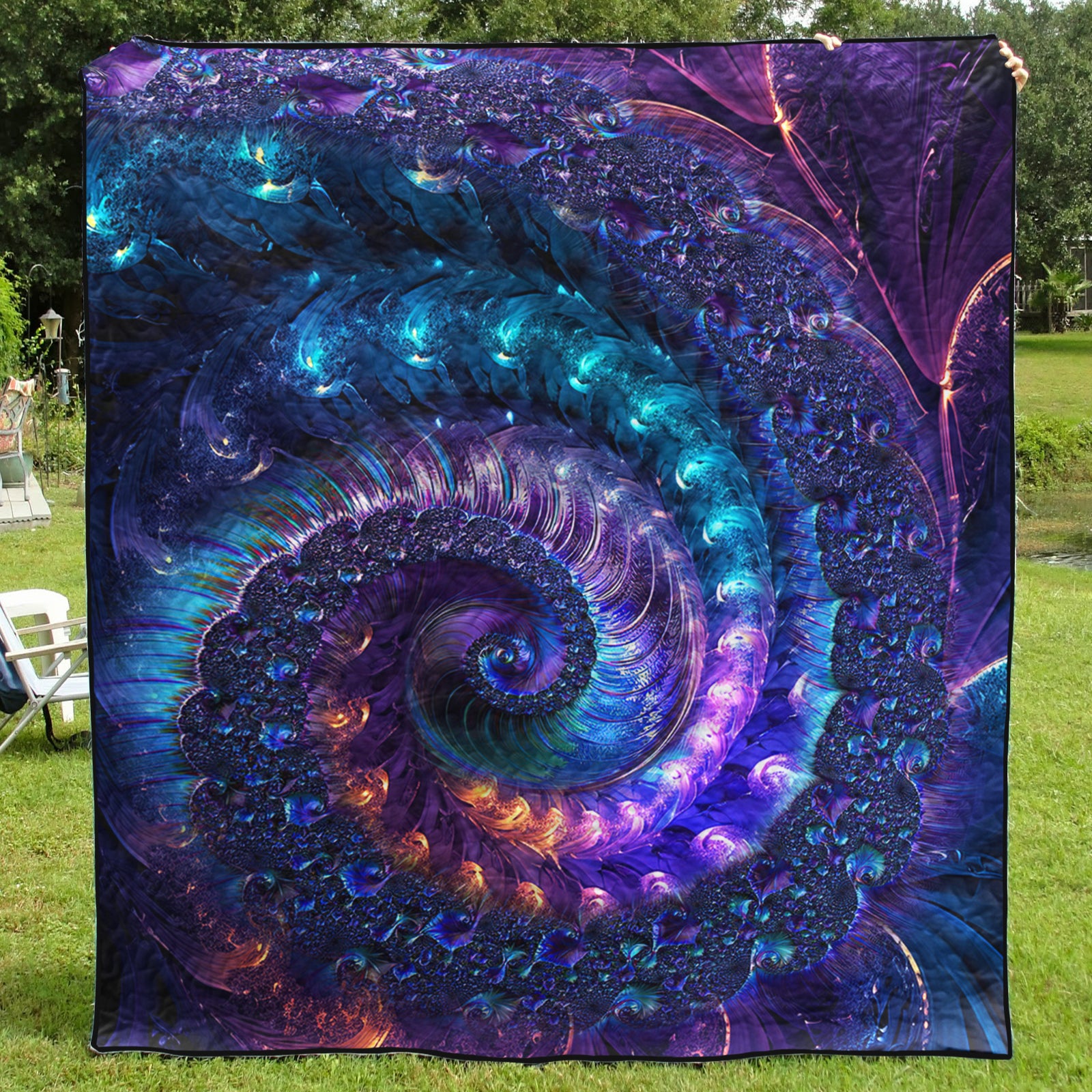 Fractal of Purple And Blue Art Quilt TL110601Y