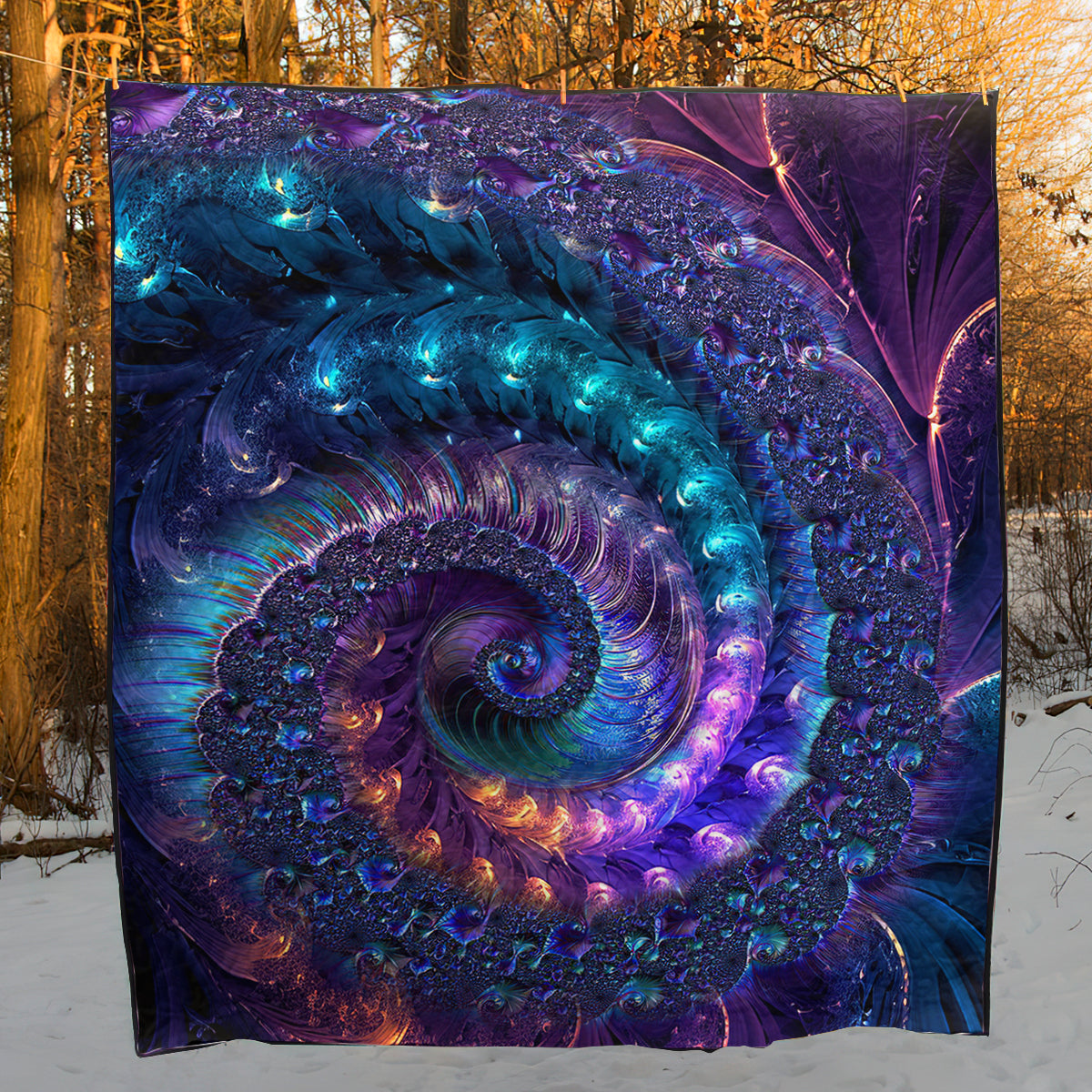 Fractal of Purple And Blue Art Quilt TL110601Y