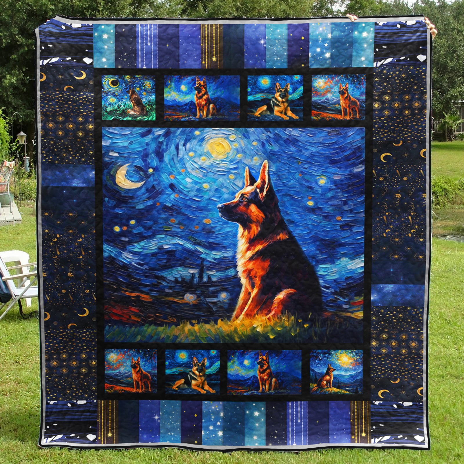 German Shepherd Starry Night CLA31100560Q Art Quilt