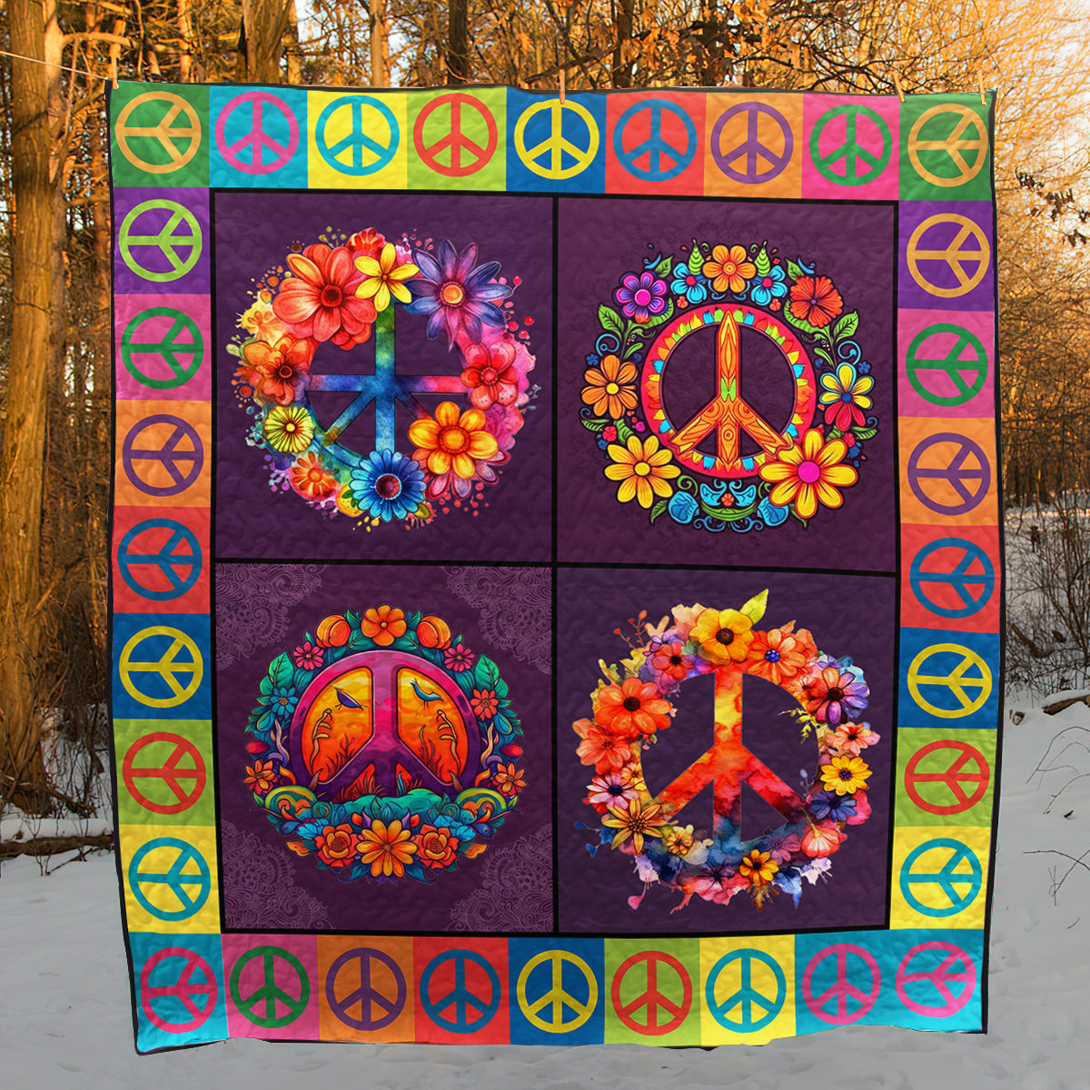 Hippie Peace Art Quilt HN240604M