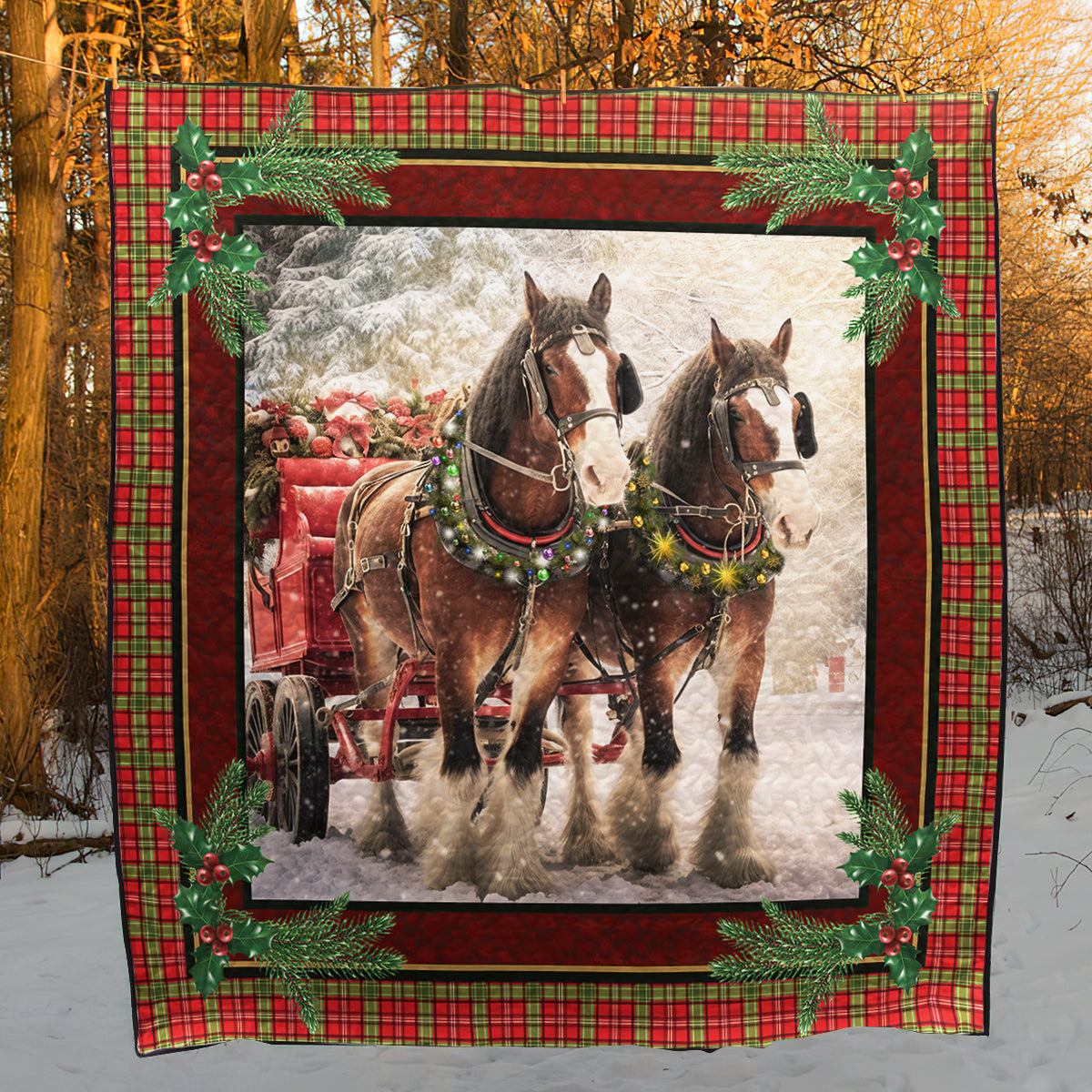 Horse Christmas CL15100206MDQ Art Quilt