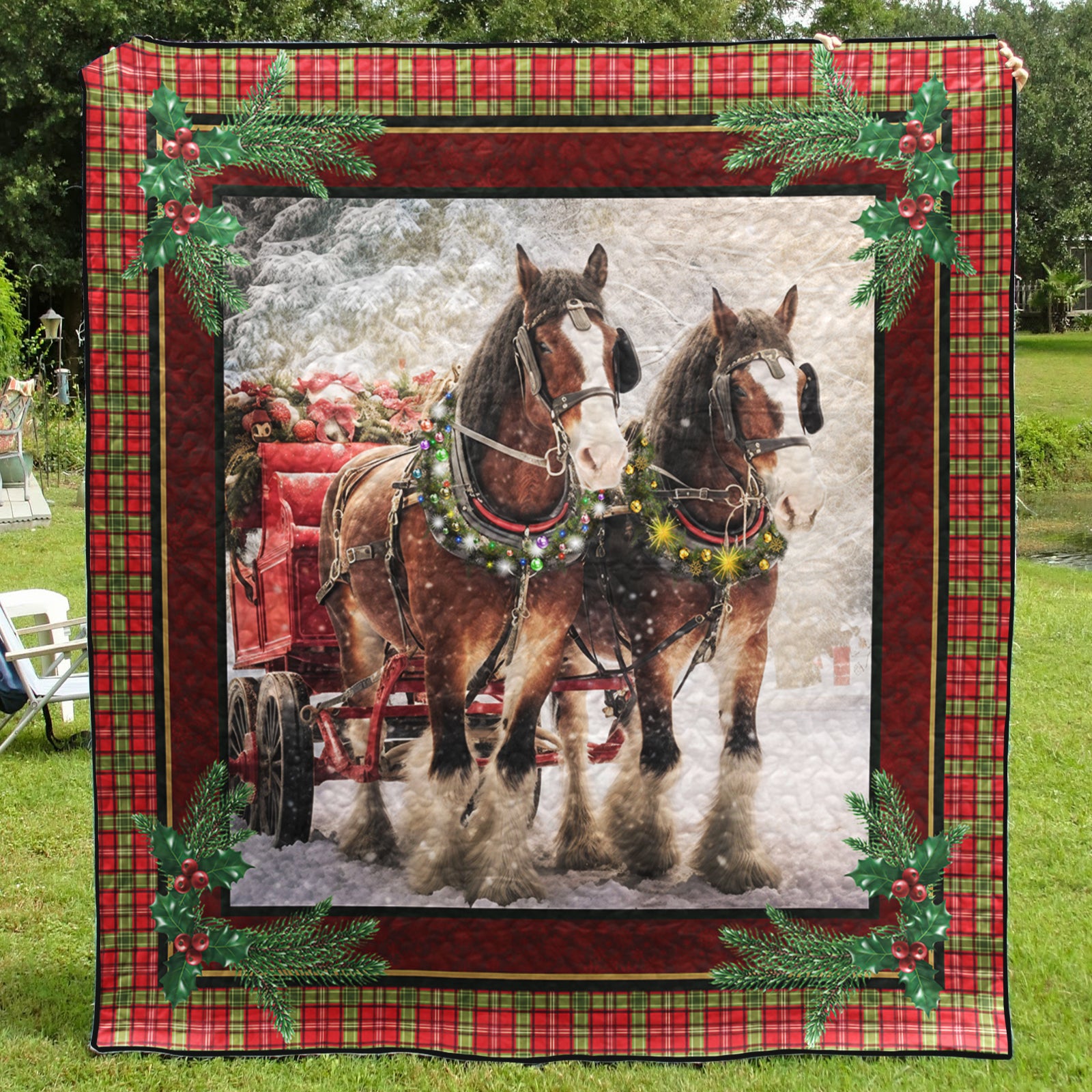 Horse Christmas CL15100206MDQ Art Quilt