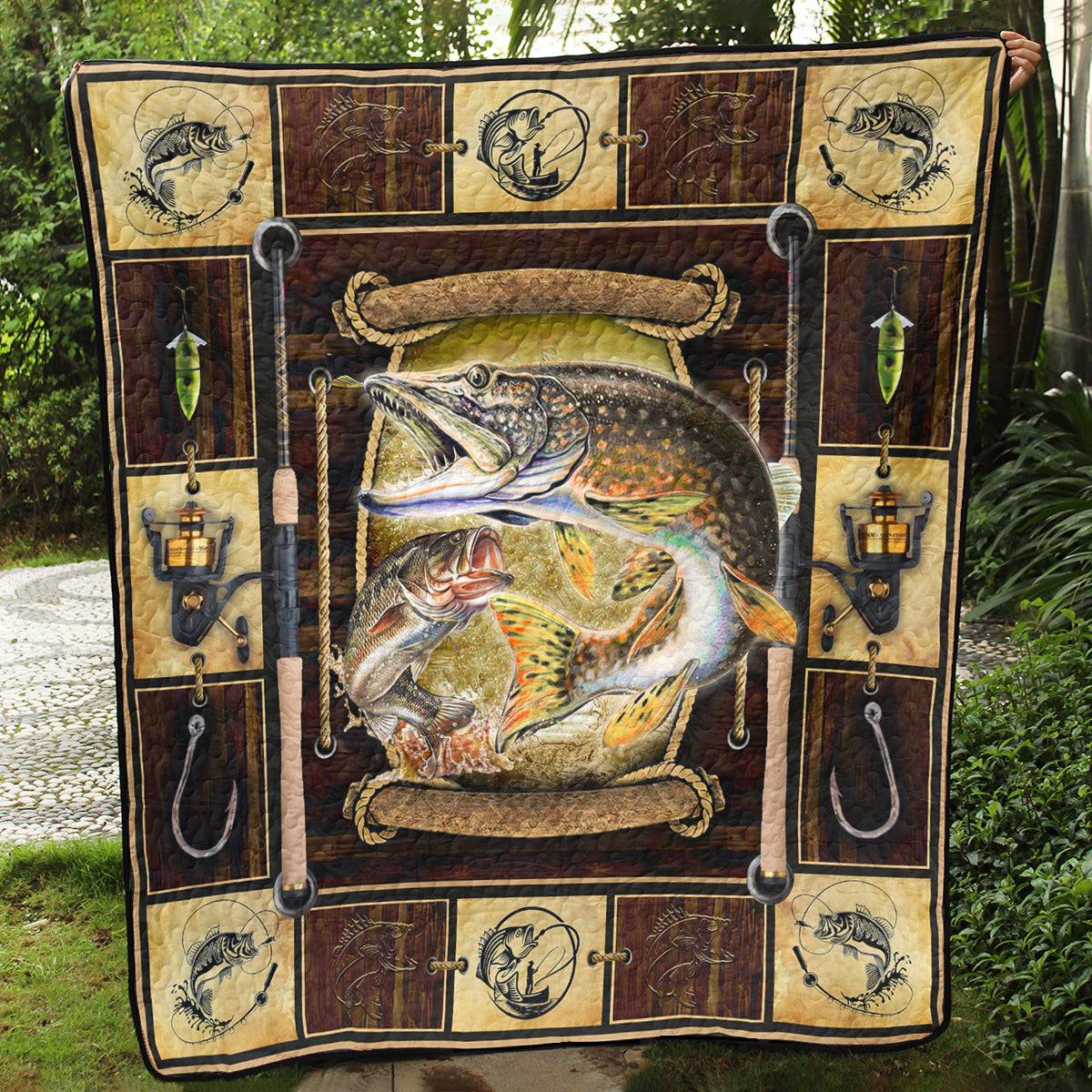 Largemouth Bass Fishing Art Quilt HM161206D