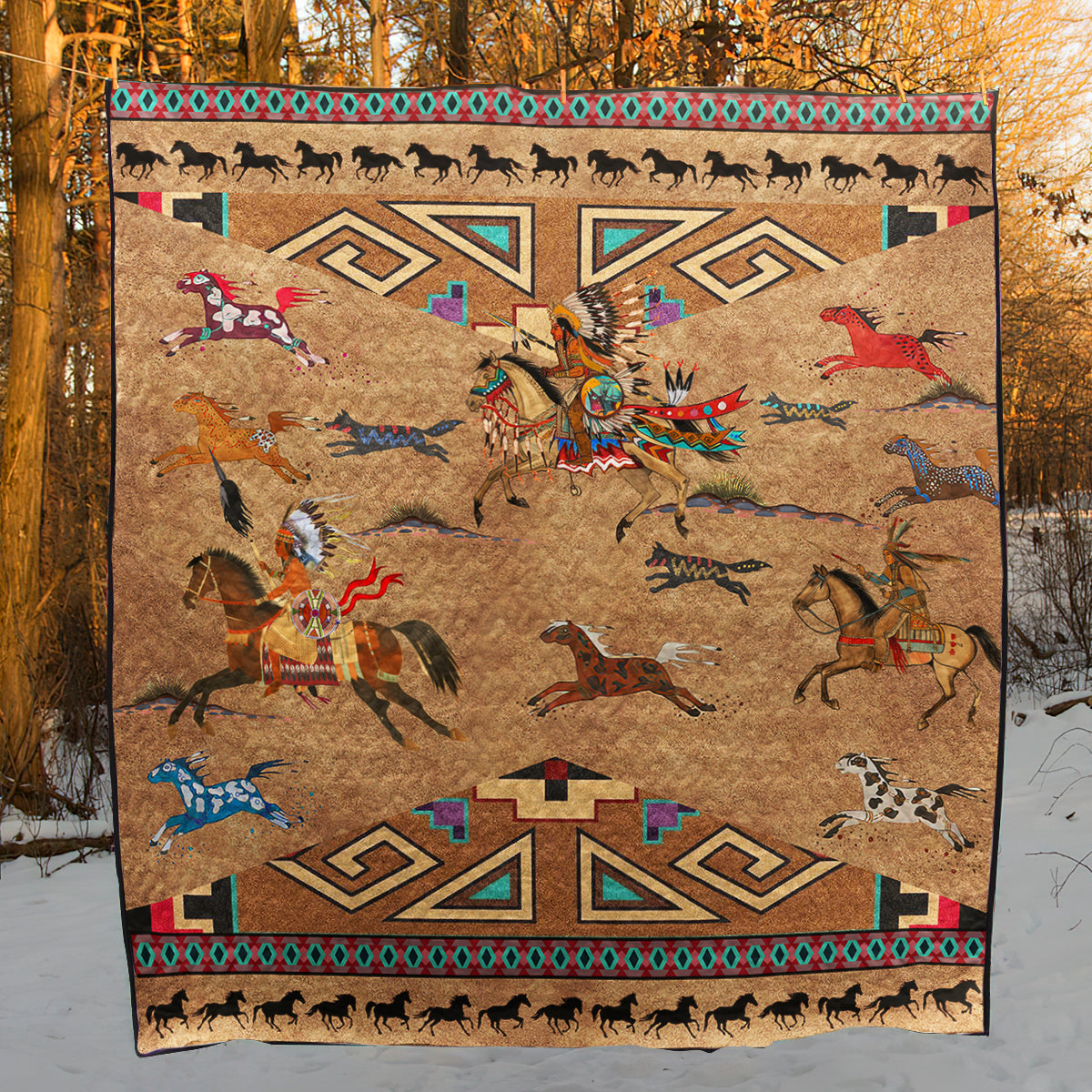 Native American Inspired Horses Art Quilt TL240503Y
