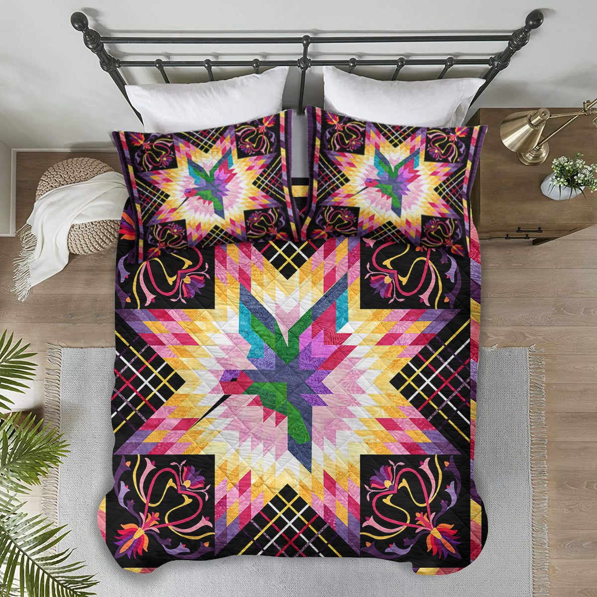 Native American Inspired Hummingbird Star Quilt Bed Set TL230510Y