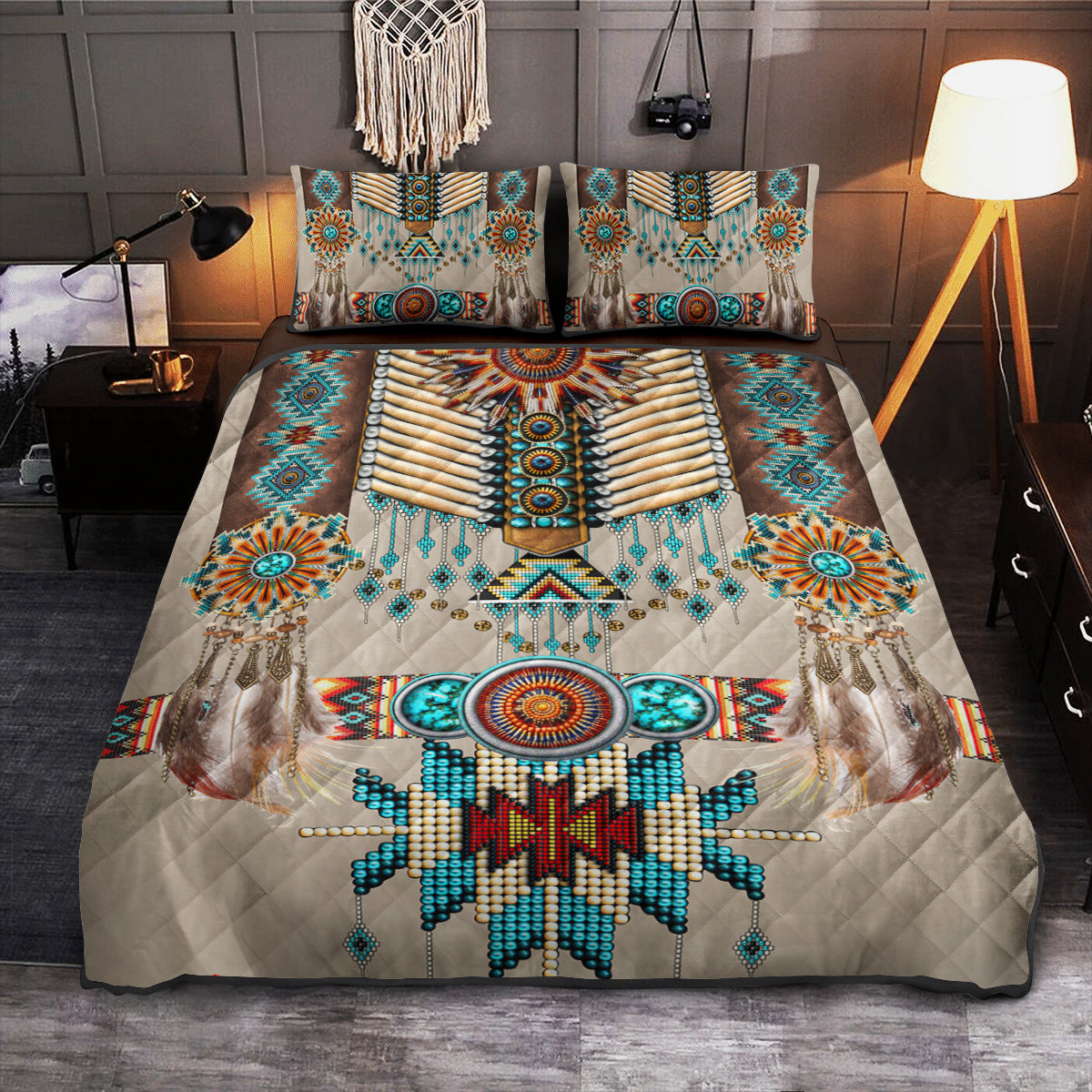 Native American Inspired Ornaments Quilt Bed Set TL100905Q