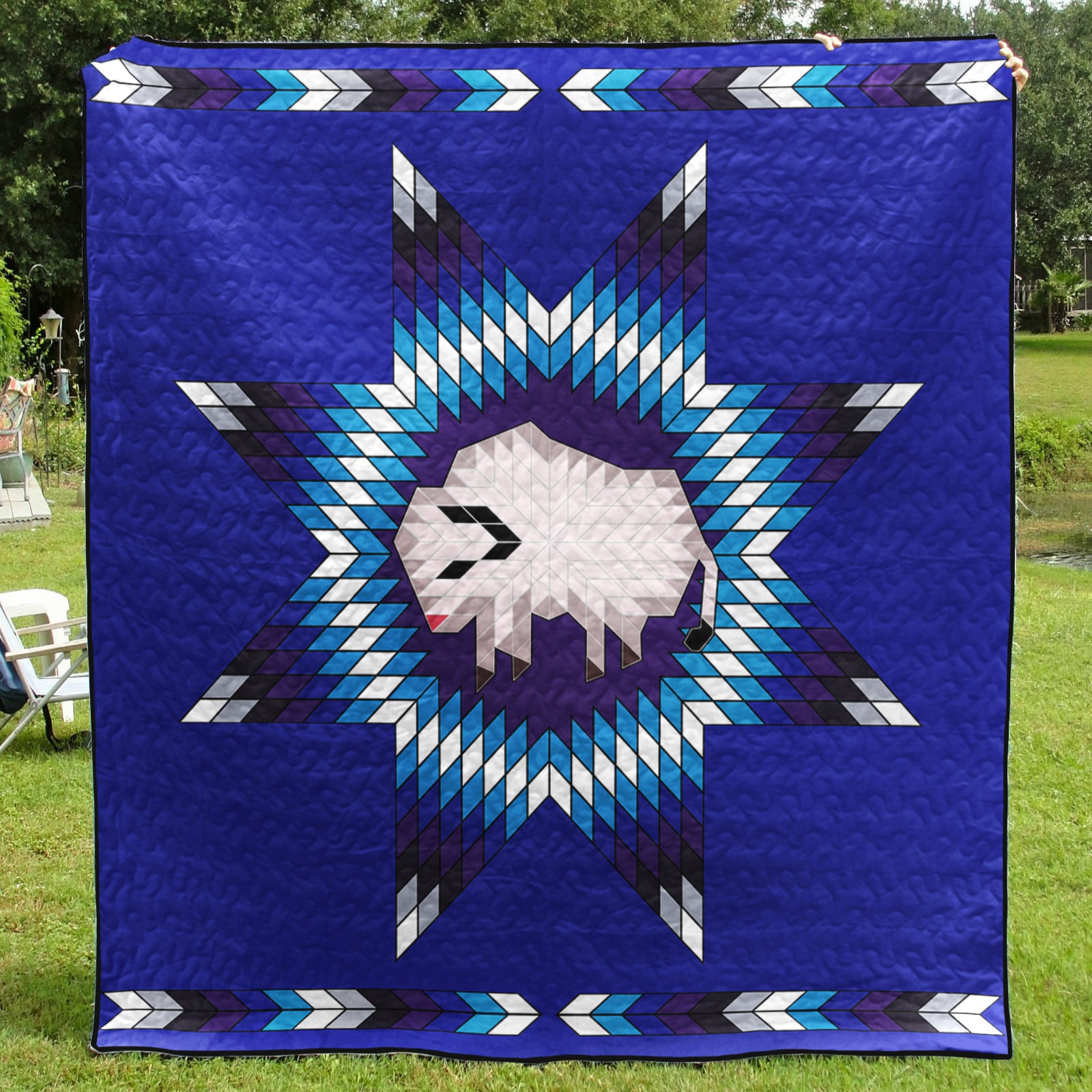 Buffalo Native American Inspired Star Art Quilt HM04082301BL