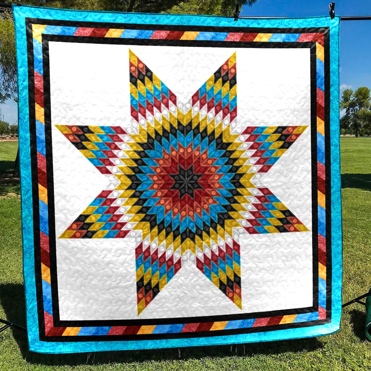 Native Pattern Stars Native American Inspired Star Art Quilt HM28072303BL