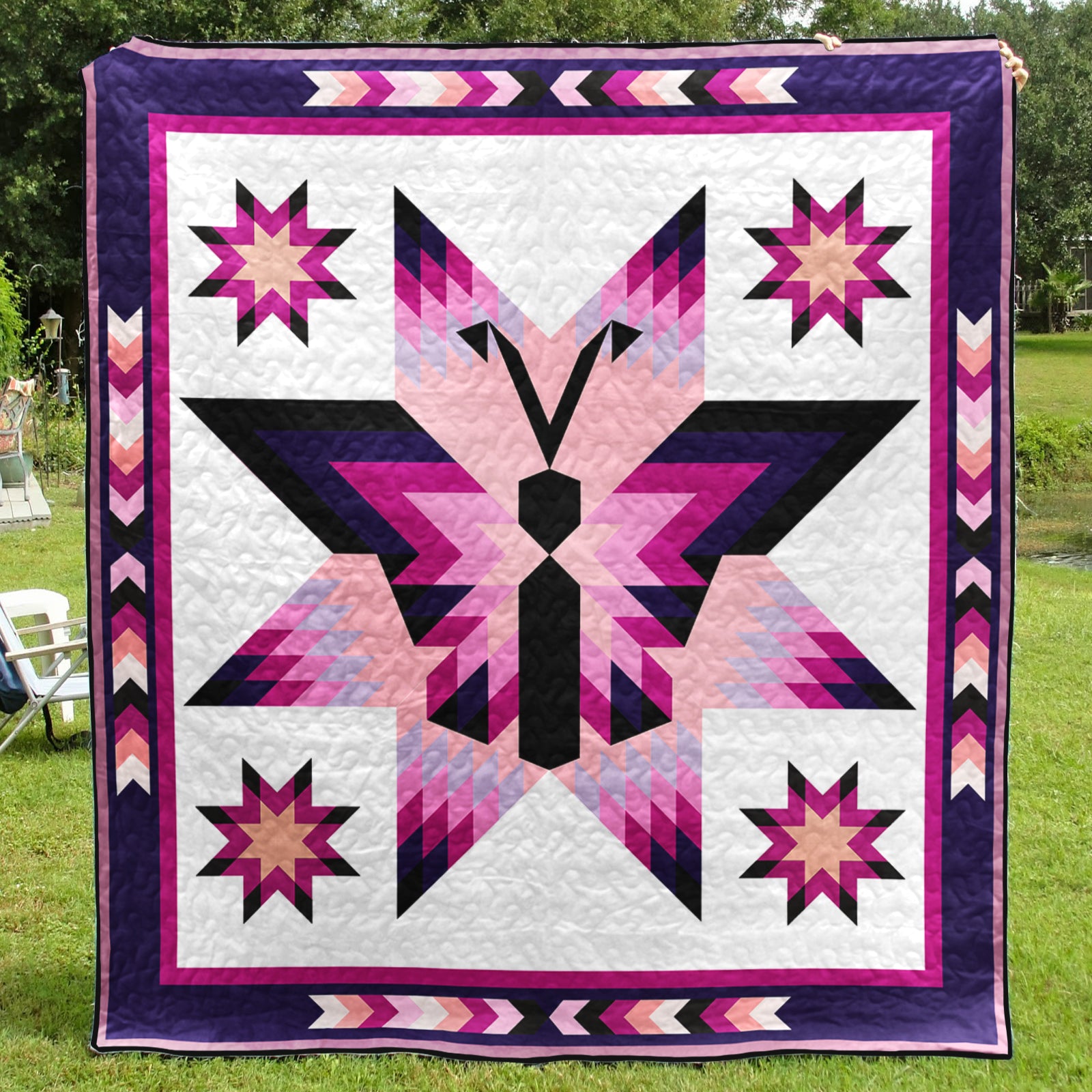 Butterfly Native American Inspired Star Art Quilt HM04082304BL