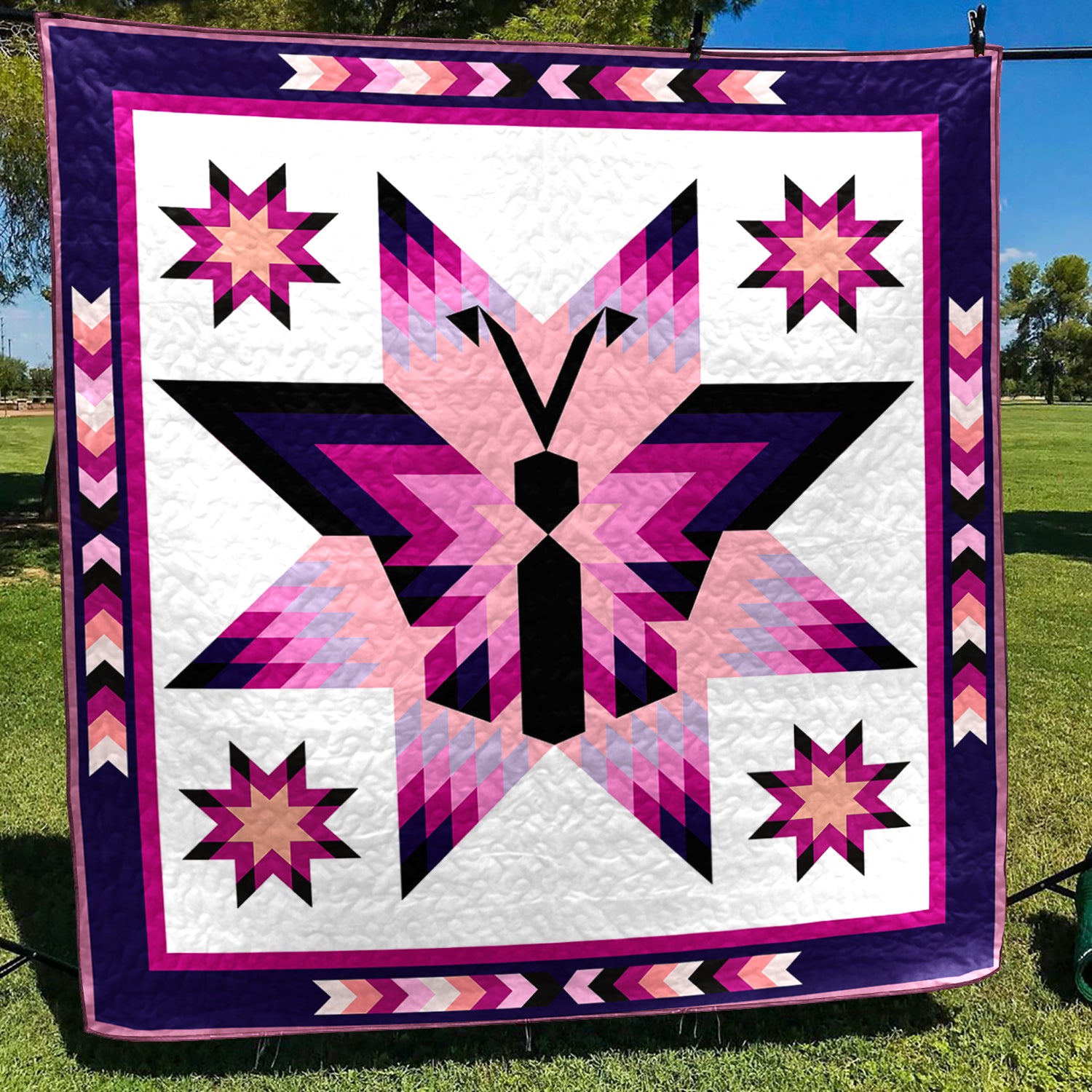 Butterfly Native American Inspired Star Art Quilt HM04082304BL