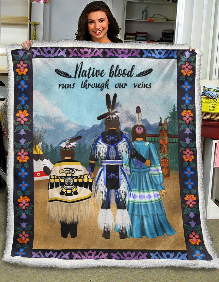 Native American Inspired Sherpa Fleece Blanket ND121009
