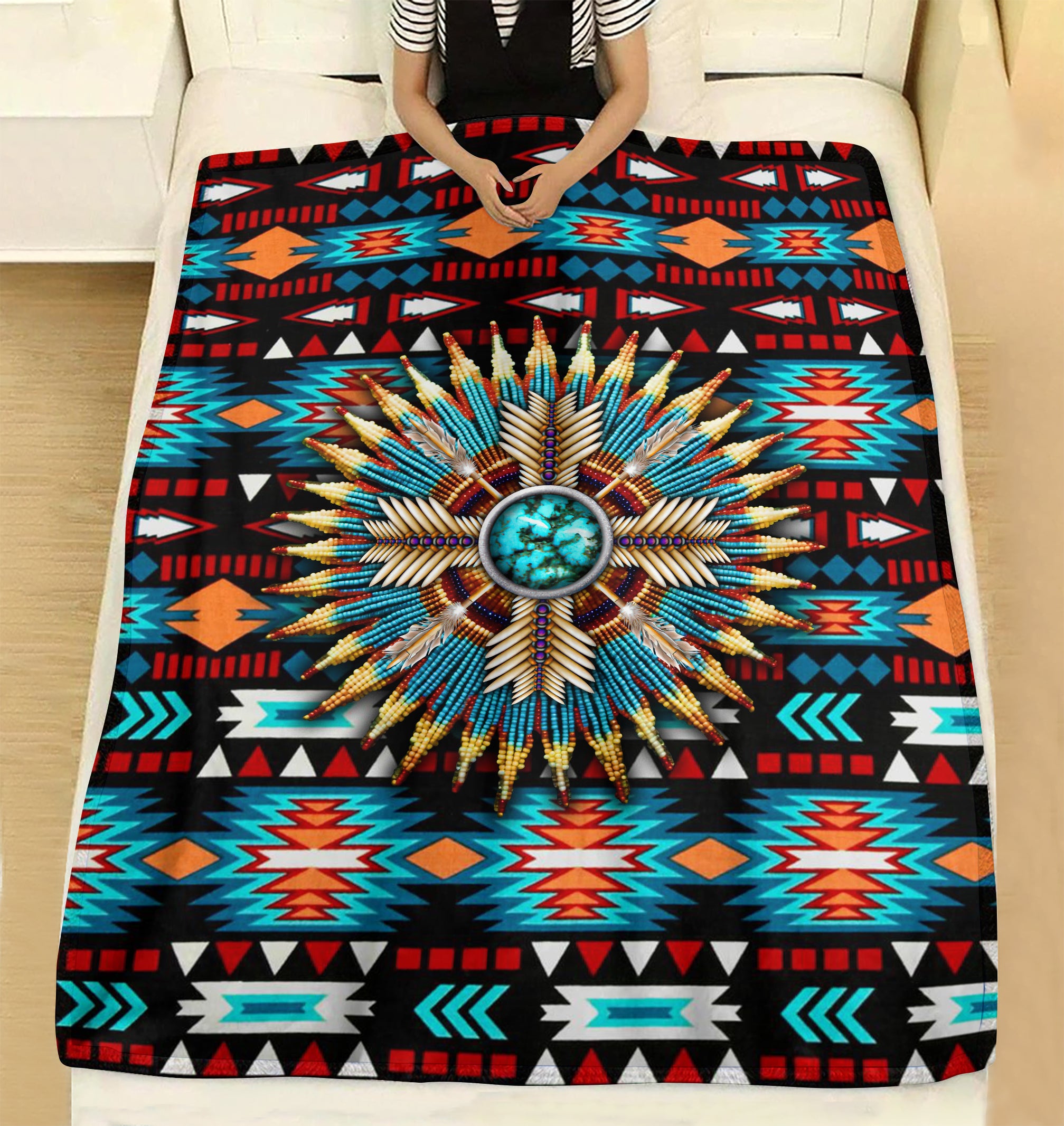Native American Inspired Sherpa Fleece Blanket TM151005