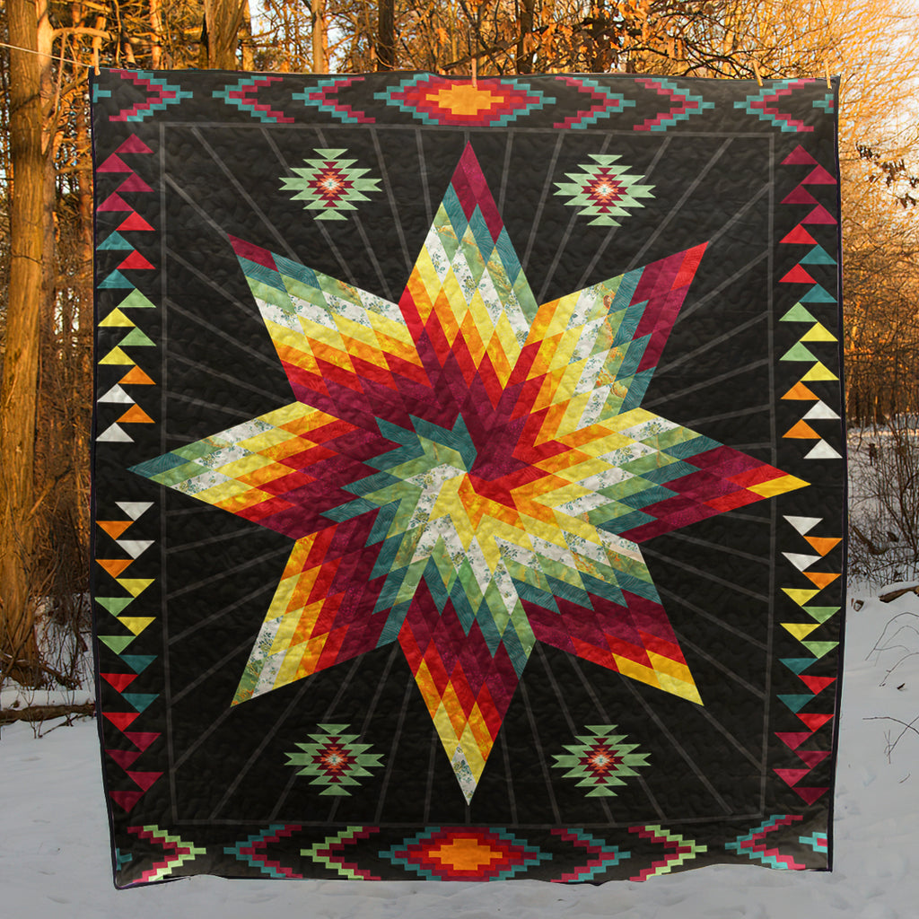 Native Pattern Stars Native American Inspired Star JP080401 Art Quilt