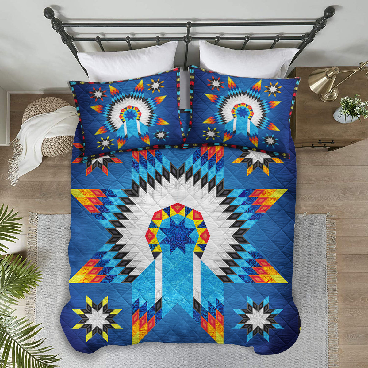 Native American Inspired Star Quilt Bed Set HN290904