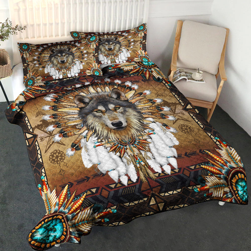 Native American Inspired Wolf Spirit Quilt Bed Set MT0210003