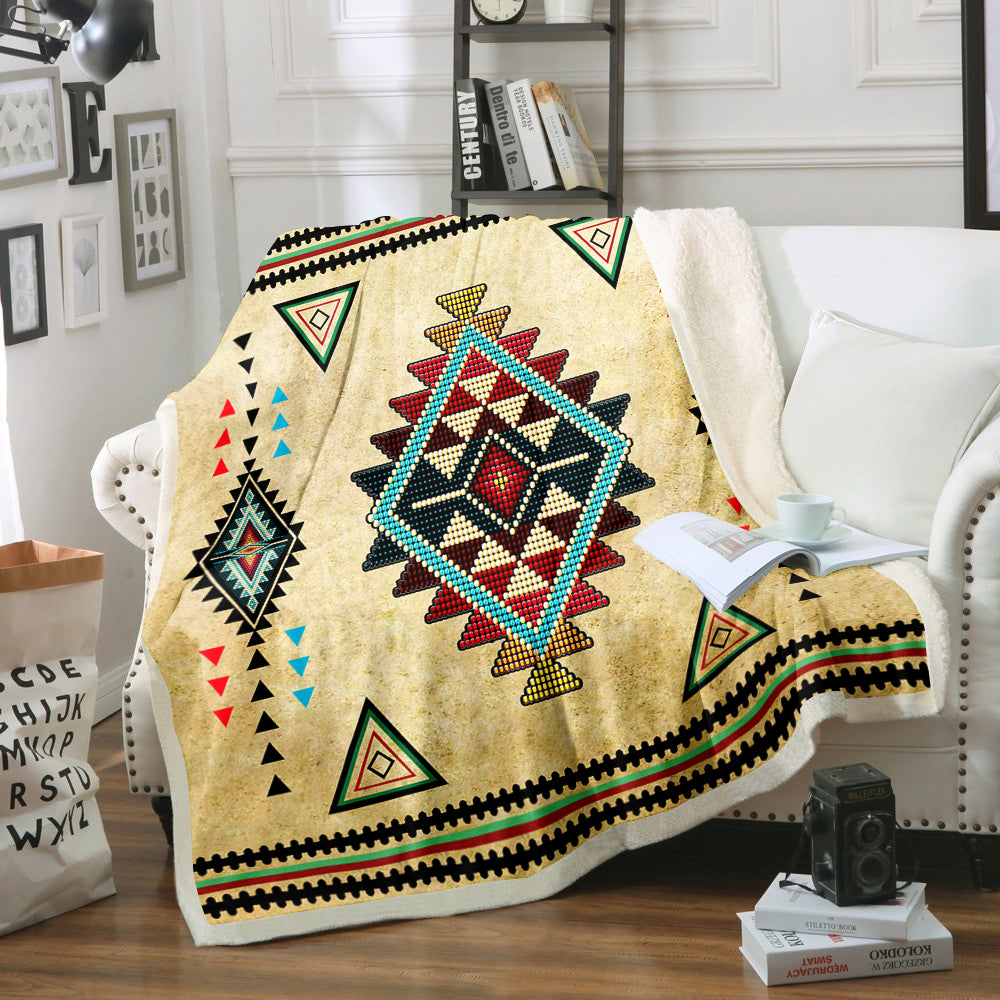 Native Tribal Sherpa Fleece Blanket HT131003