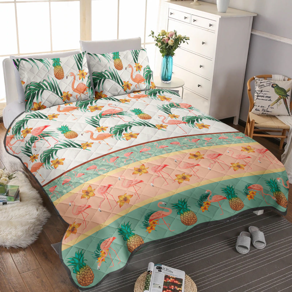 Ocean Flamingo CLM1710256B Quilt Bed Set