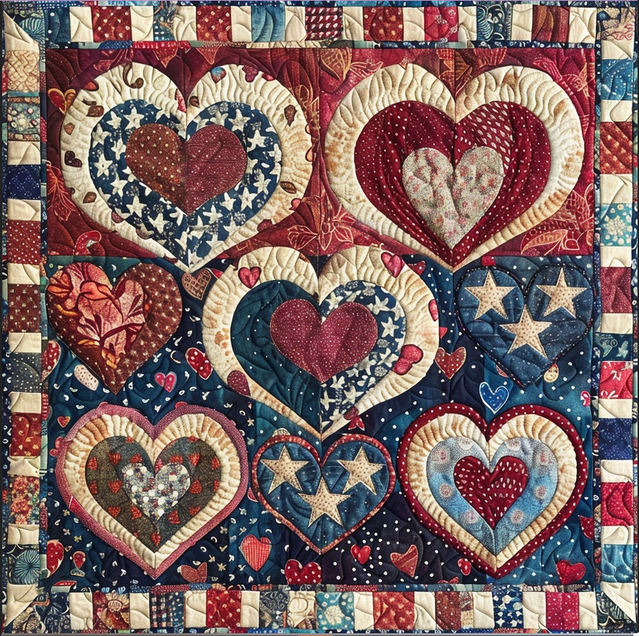 Patriotic Heart TAI020324179 Quilt Blanket