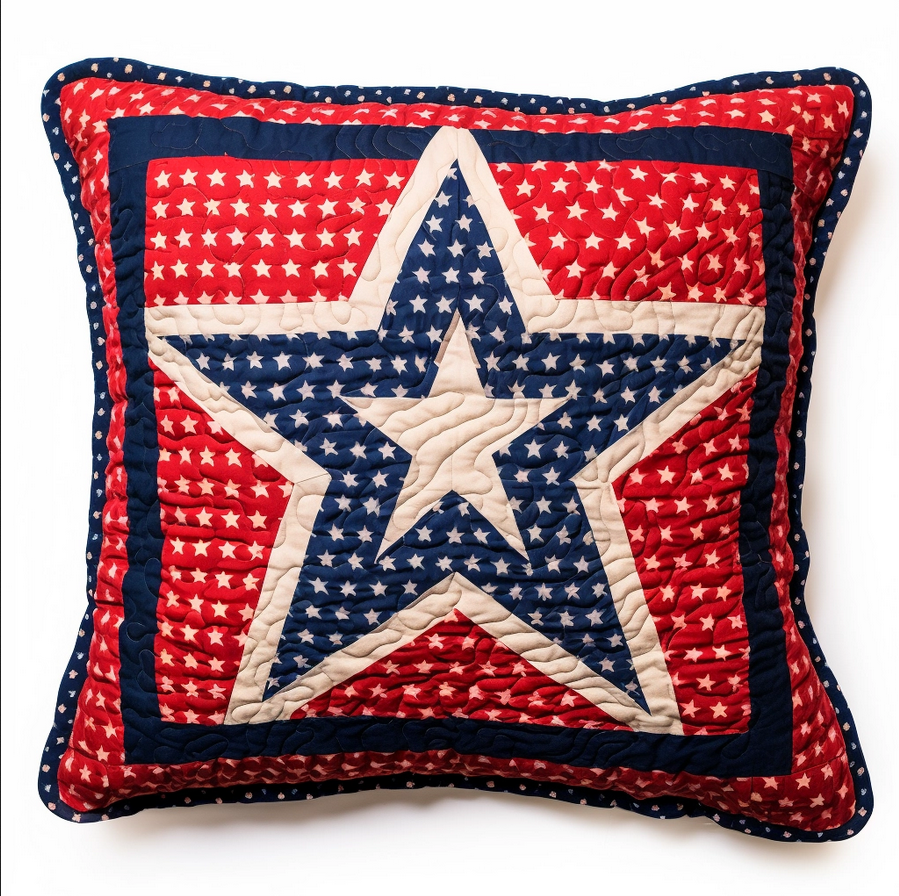 Patriotic Star TAI060324148 Quilted Pillow Case