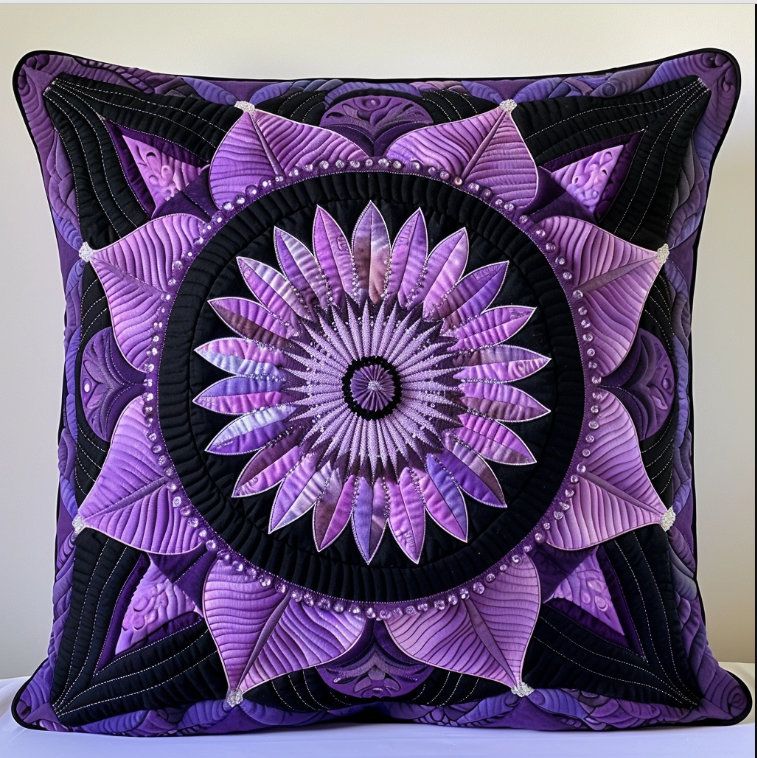 Purple Flower TAI240424244 Quilted Pillow Case