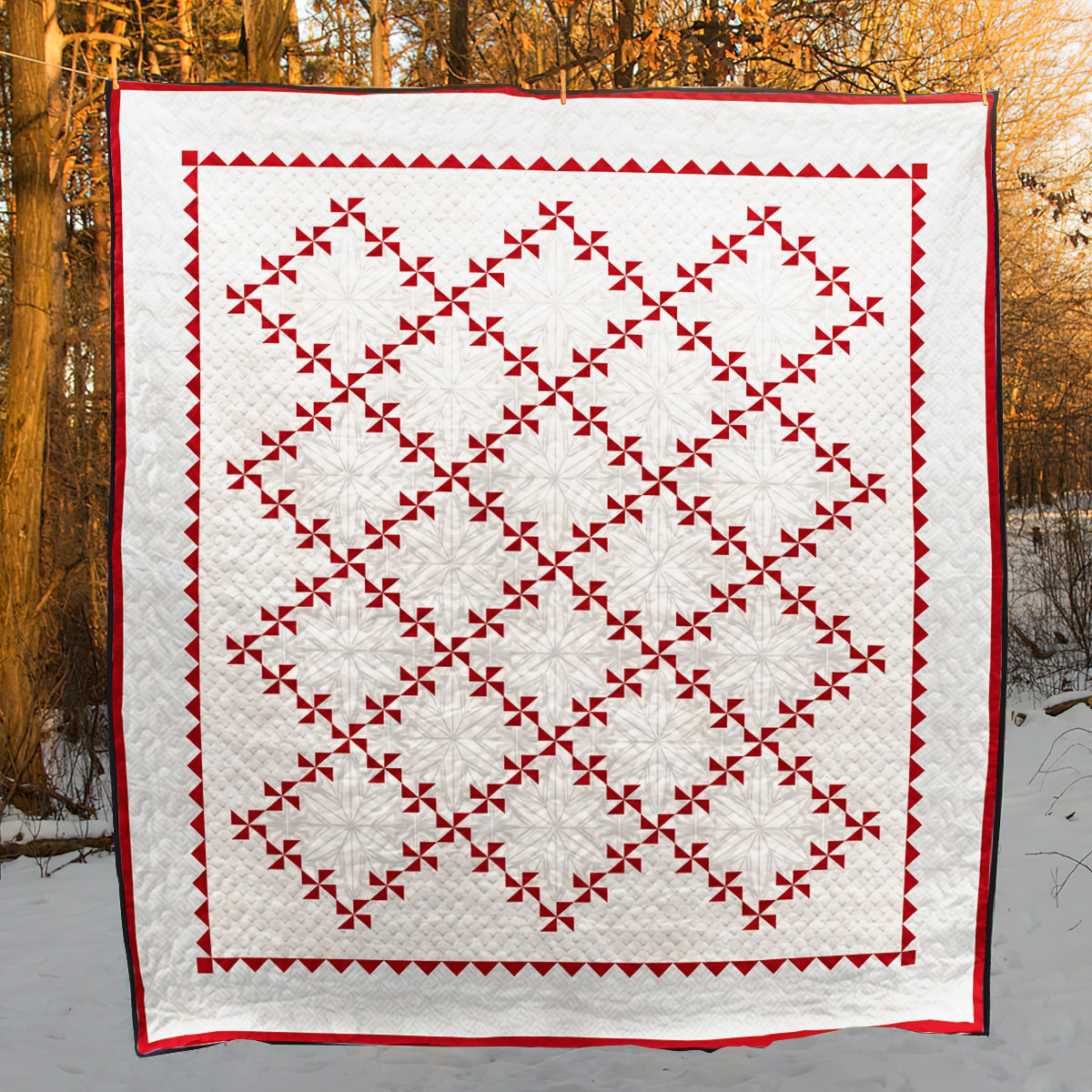 Red And White Pinwheel CLP170632 Art Quilt