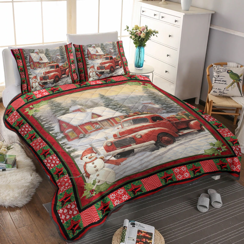 Red Truck Christmas Quilt Bed Set TL140917