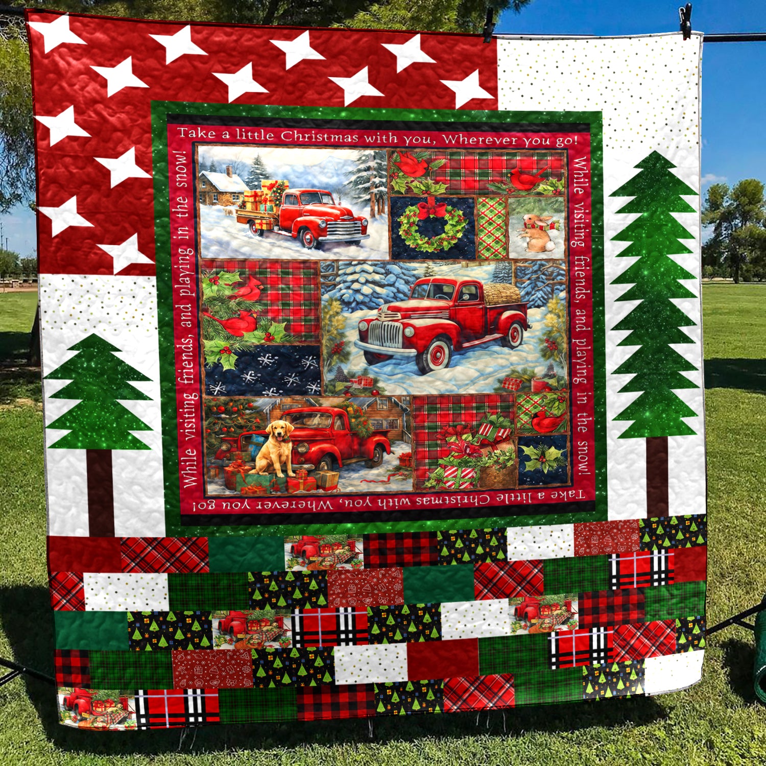 Red Truck Snowman Art Quilt TM011106