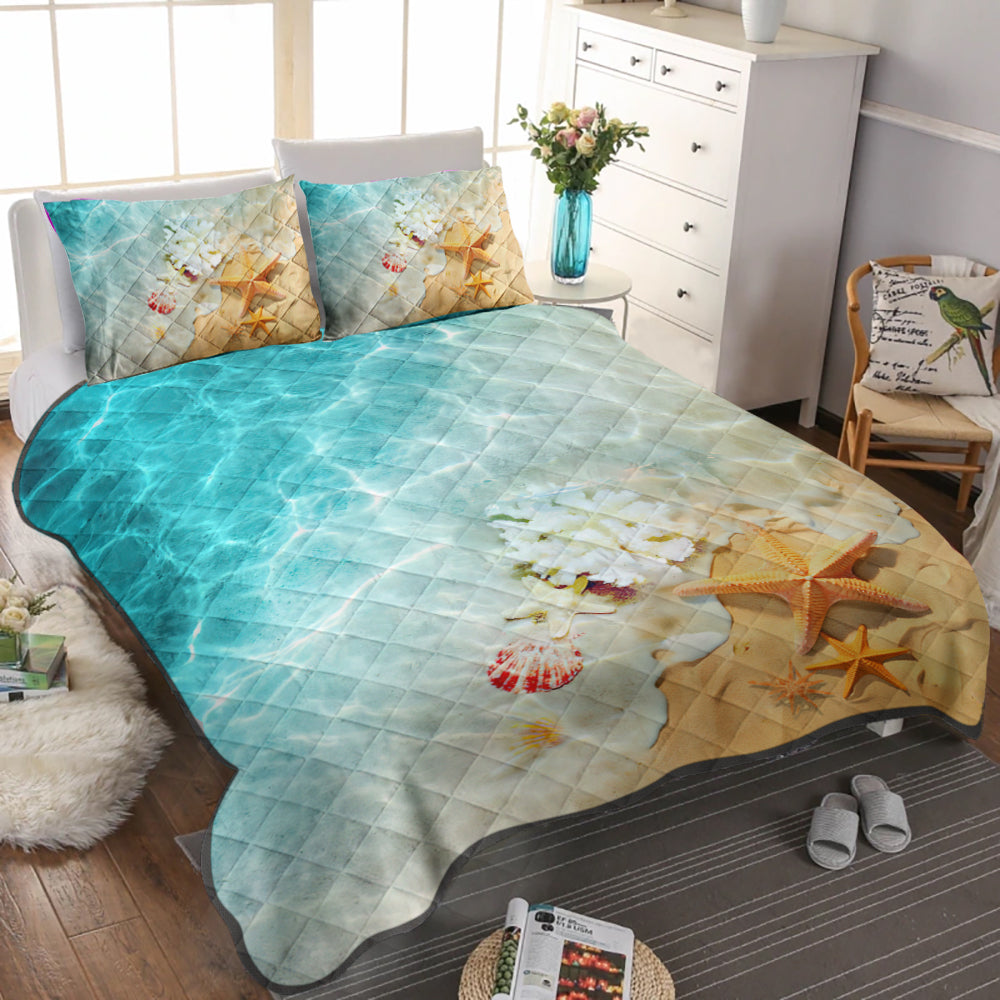 Seashells On The Beach Quilt Bed Set TL280904