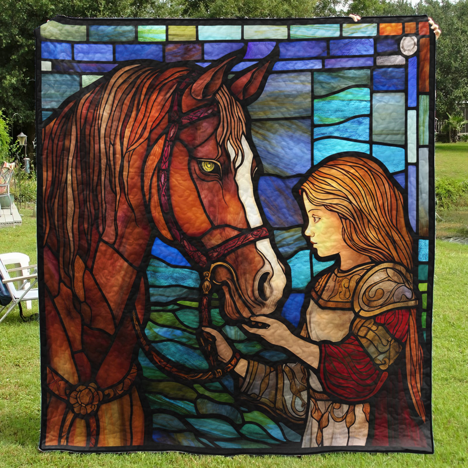 Stained Glass Horse CLT0111278H Art Quilt